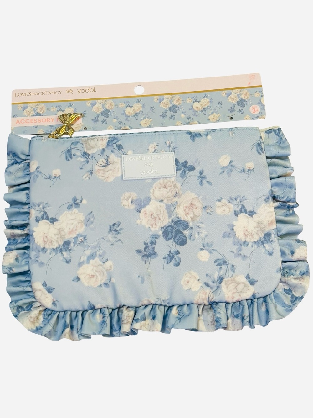 LoveShackFancy x Yoobi LTD Edition Powder Blue Floral Pouch NWT